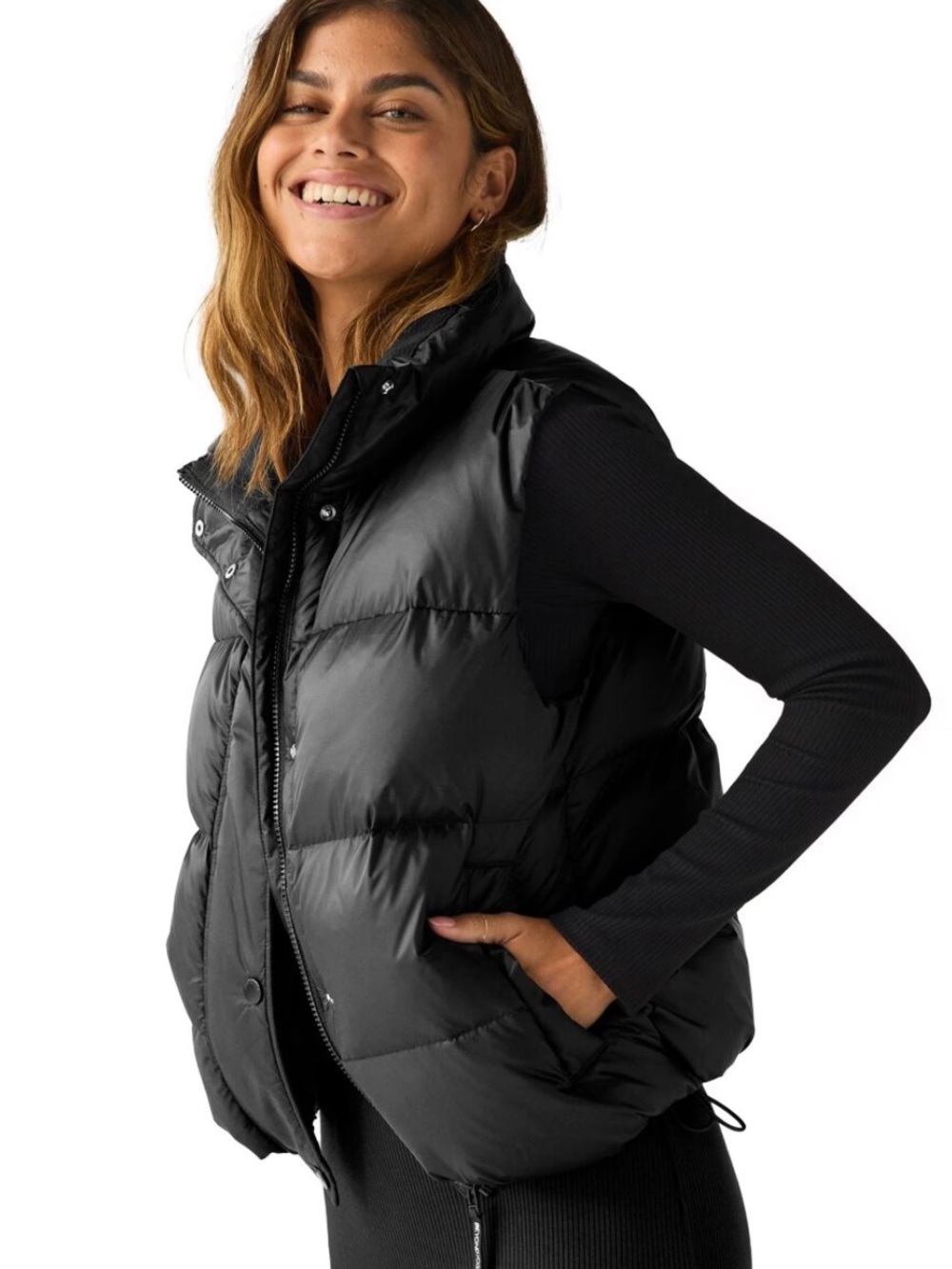 NWT Beyond Yoga Big Cozy Puffer Vest Black Size M